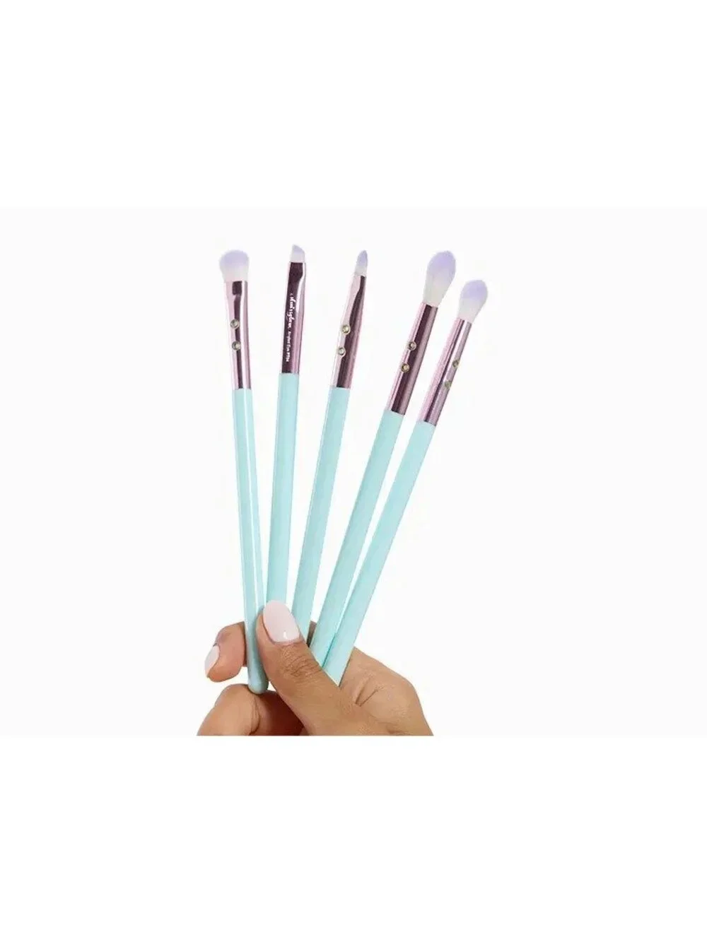 Slmissglam Eye Makeup Brush Set 5-Piece Ombre Stay Sparkly Ultra-Soft Aqua NEW